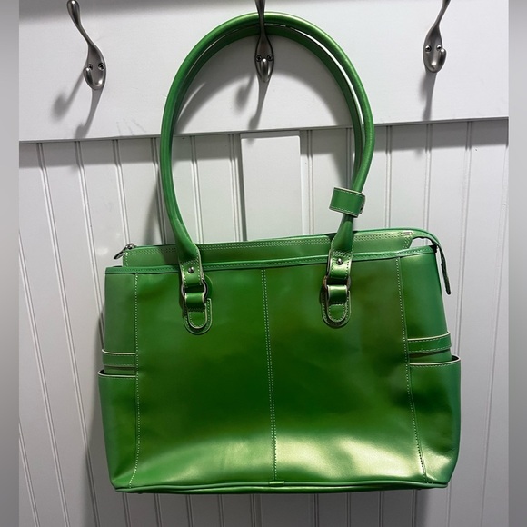 Mclein NWT Leather Briefcase Laptop Bag Willow Springs Series Vibrant Green - Picture 2 of 6
